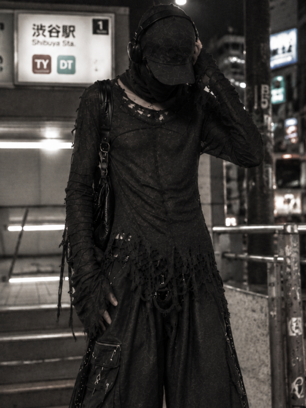 Distressed Layered Darkwear Top