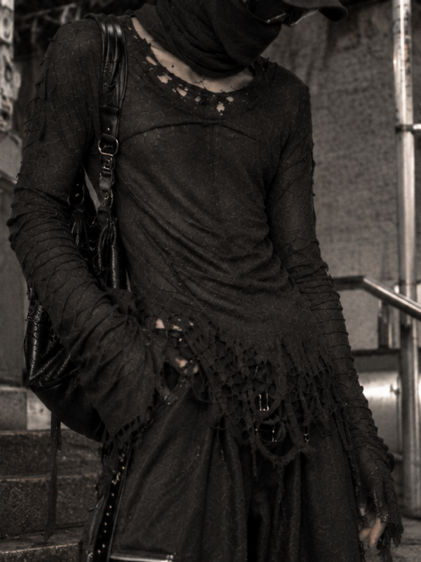 Distressed Layered Darkwear Top