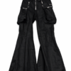 pants-white-bg-01 Distressed Multi-Pocket Flared Cargo Pants