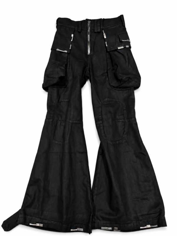 pants-white-bg-01 Distressed Multi-Pocket Flared Cargo Pants