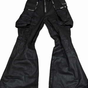 Distressed Multi-Pocket Flared Cargo Pants