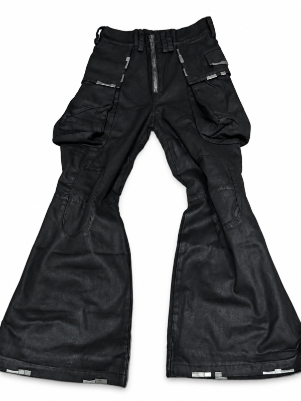 pants-white-bg-02 Distressed Multi-Pocket Flared Cargo Pants