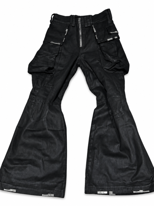 pants-white-bg-04 Distressed Multi-Pocket Flared Cargo Pants