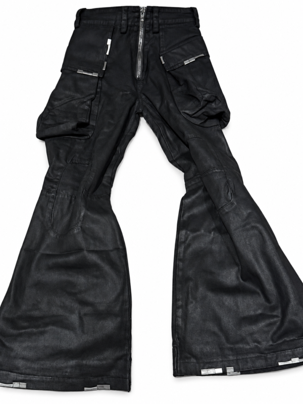 pants-white-bg-05 Distressed Multi-Pocket Flared Cargo Pants