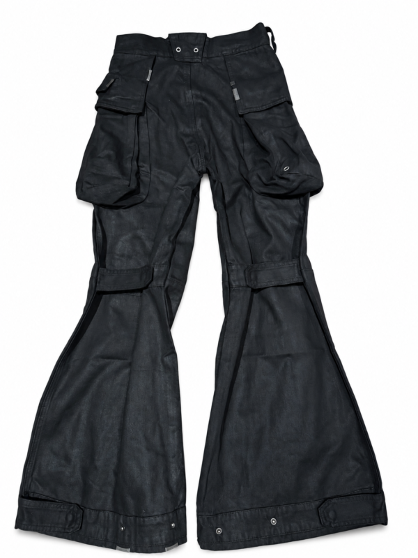 pants-white-bg-08 Distressed Multi-Pocket Flared Cargo Pants